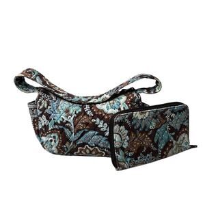 Vera Bradley Java Blue Y2K Quilted Retired Pattern Shoulder Bag Wallet Set
